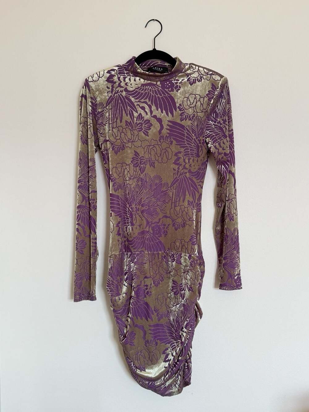 AKIRA Floral Velvet Burnout Mini Dress Purple Gold Size M